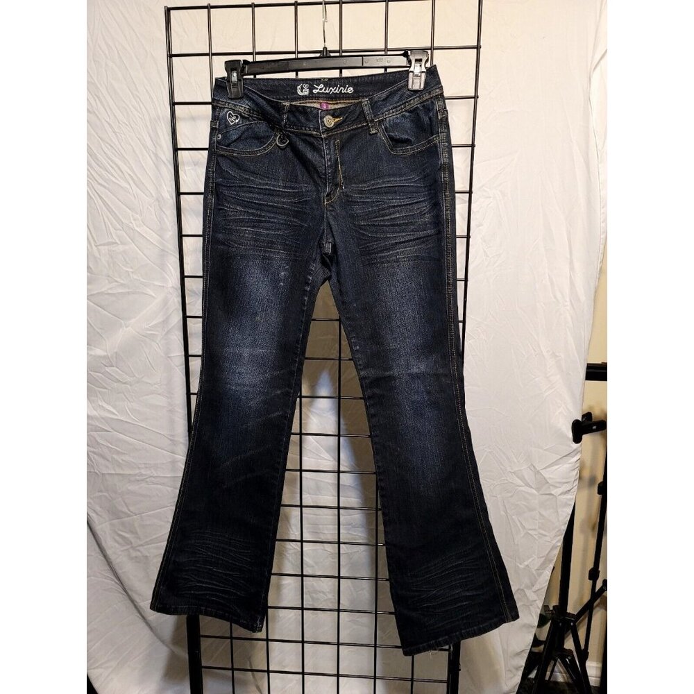 Luxirie Jeans Womens Size 30/11 Dark Blue Bootcut Embroidered Pocket Cotton